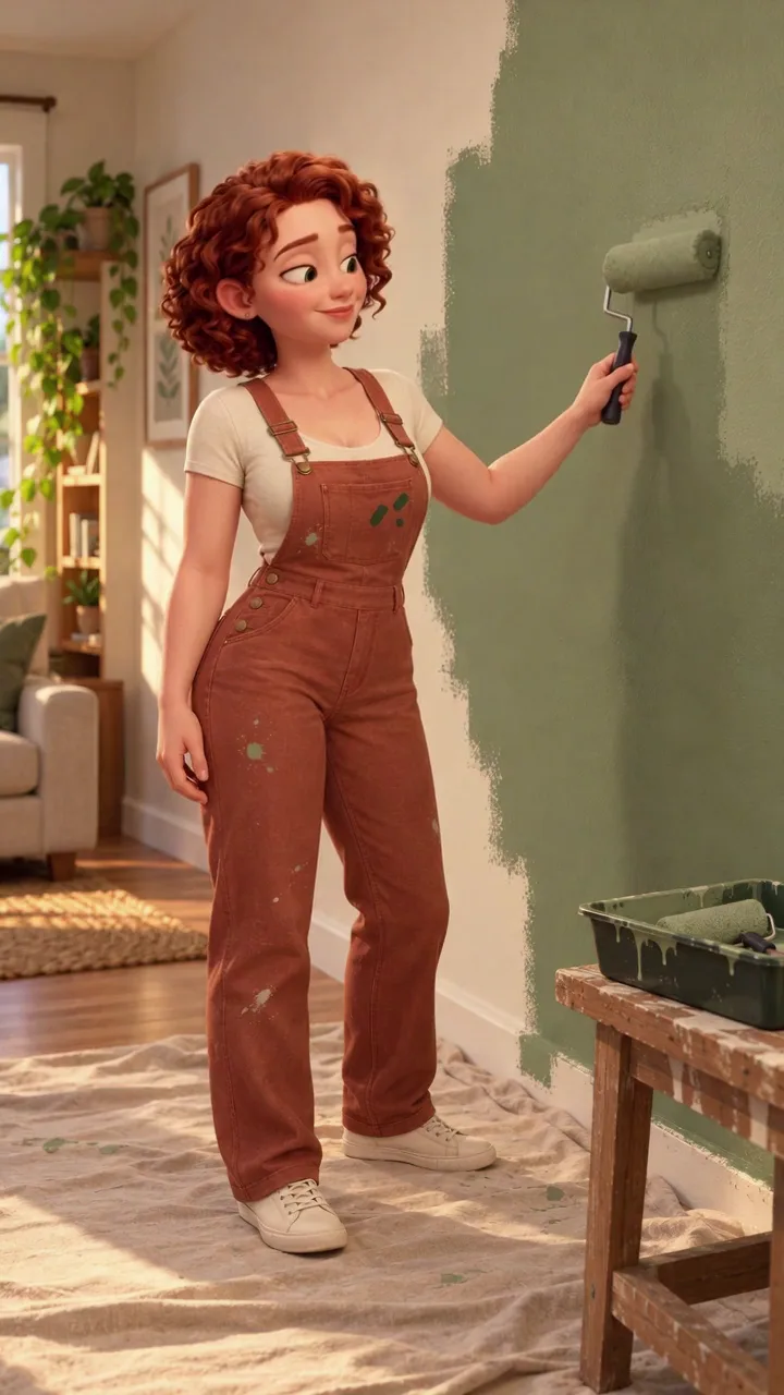 Laura and Sam with a wall-painting project