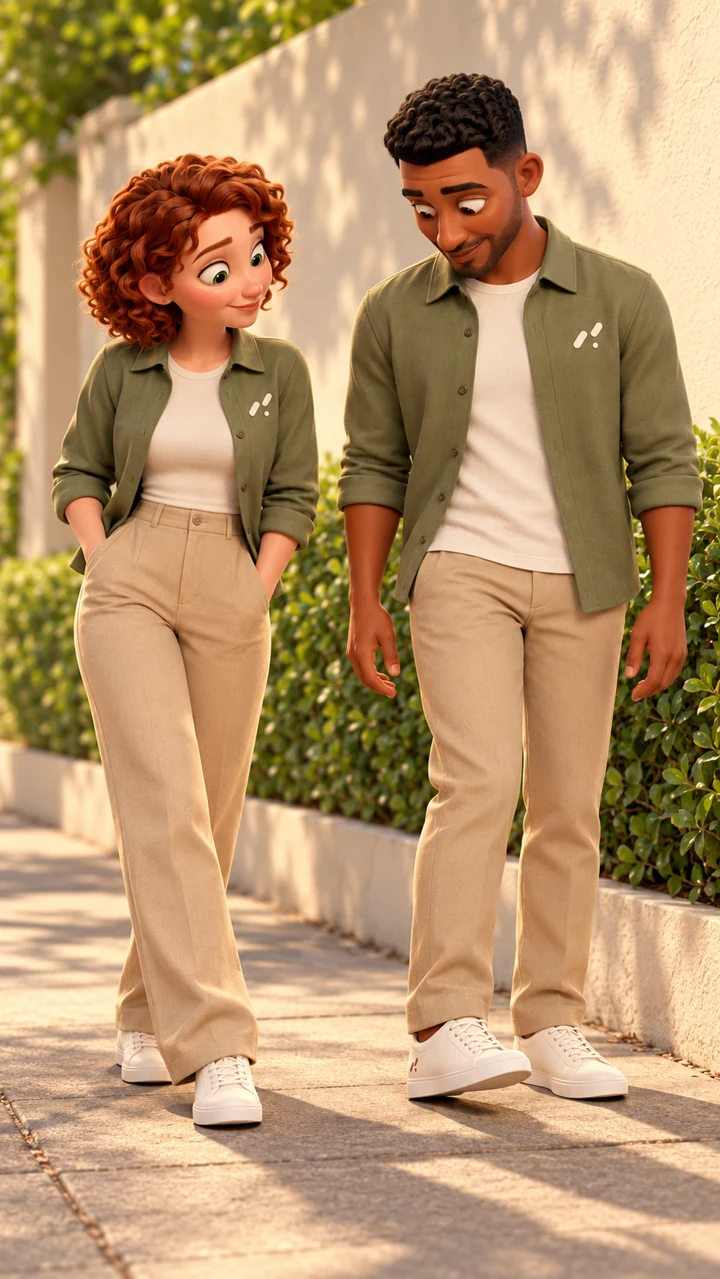 Maya and Leo with a new pair of sneakers