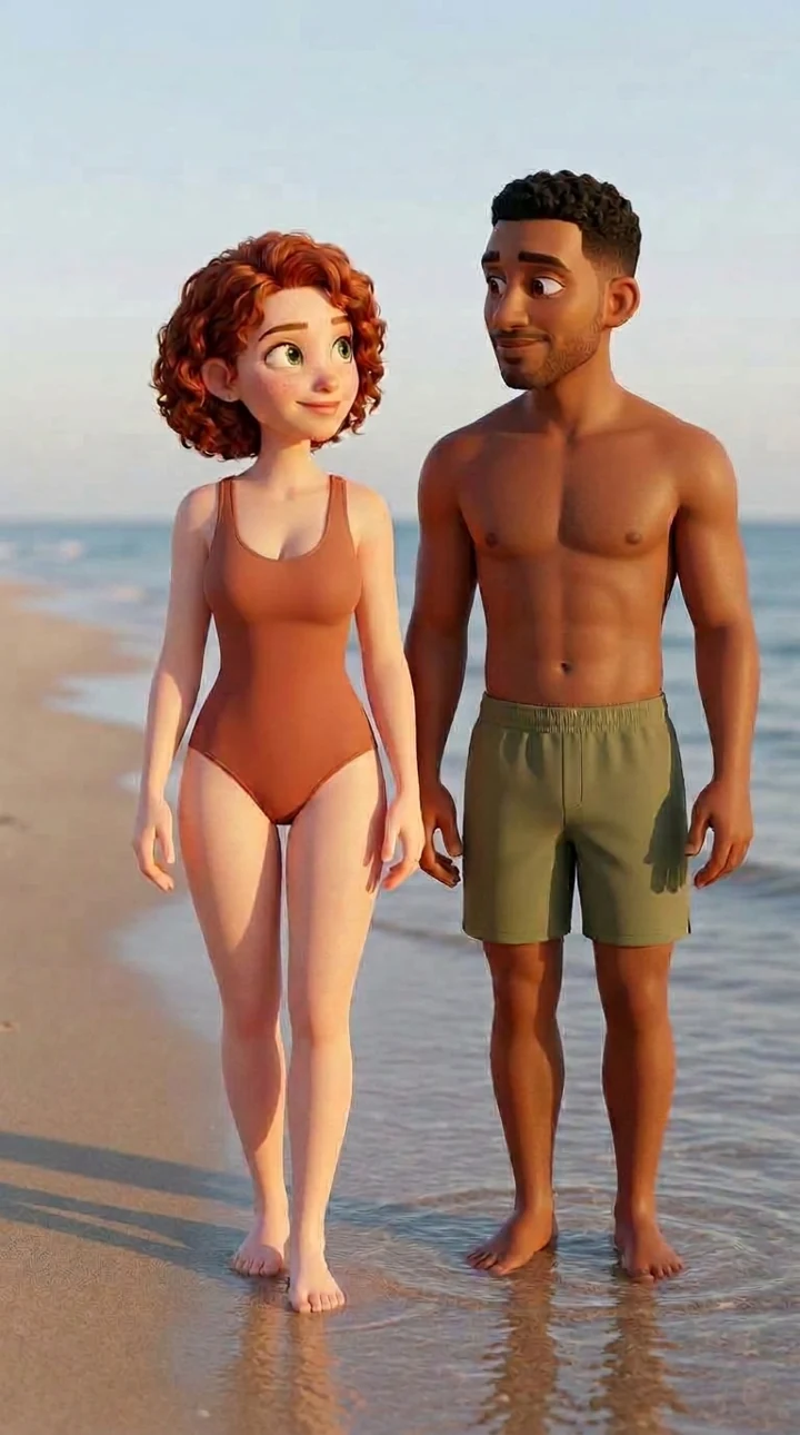 Maya and Leo sharing a beach day